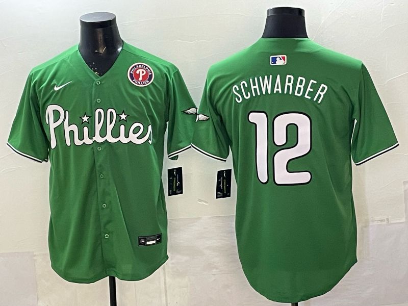 Men 2026 Philadelphia Phillies #12 Schwarber Green Game Nike MLB Jersey style 0020